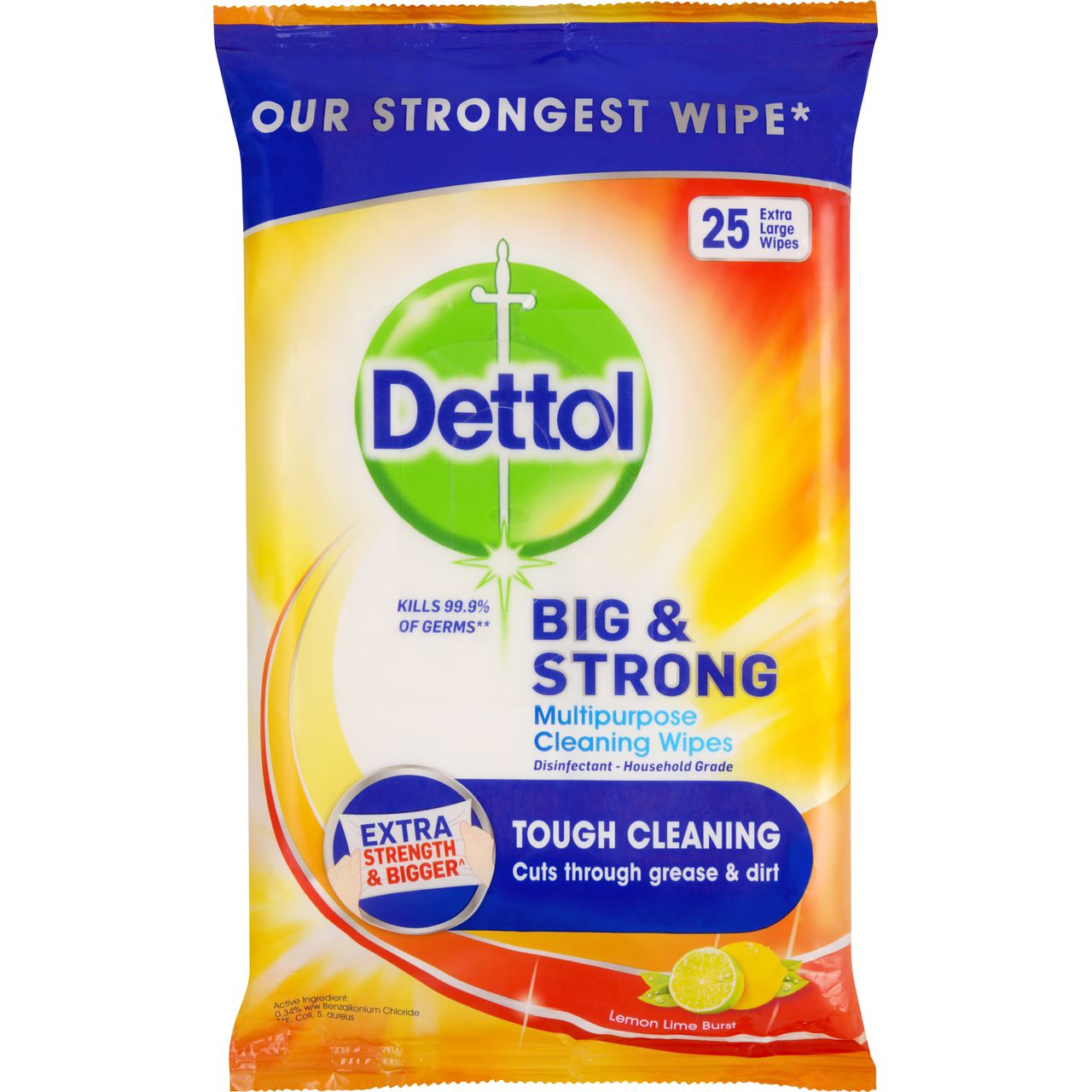 Dettol Antibacterial Big and Strong Multipurpose Cleaning Wipes Lemon